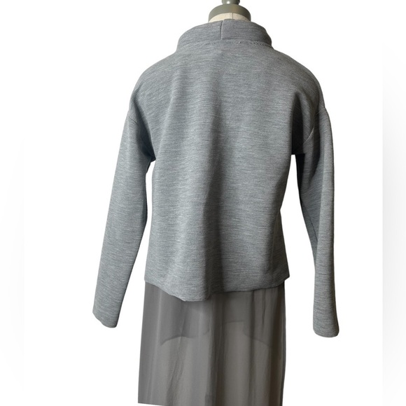 Zara Gray High Neck Long Sleeve Sweater with Sheer Overlay Long Tank Size Medium - Picture 9 of 16